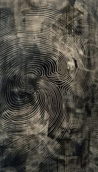 an abstract texture that resembles the intricate patterns of a fingerprint, with a mix of swirls and lines in various shades of gray.